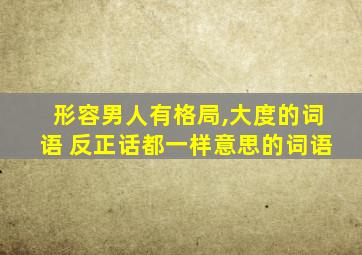 形容男人有格局,大度的词语 反正话都一样意思的词语